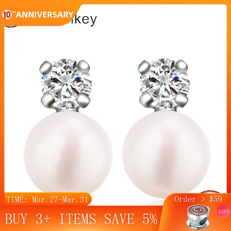 

CodeMonkey Authentic 925 Sterling Silver Clear CZ Drop Earrings With Pink Peal For Women Hot Sale Jewelry Gift CME190