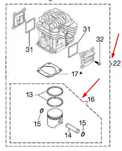 GS650 CYLINDER KIT FOR OLEO-MAC GS651 GS630 EFCO 165 63CC CHAINSAW GENUINE COMPLETE PISTON RING PIN CLIPS ASSEMBLY 50252011A