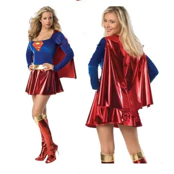 

new Adult Sexy Fancy Dress Supergirl Costume Woman Superhero Cosplay Female Superman Costumes Girls Cosplay Party Gown Clothing