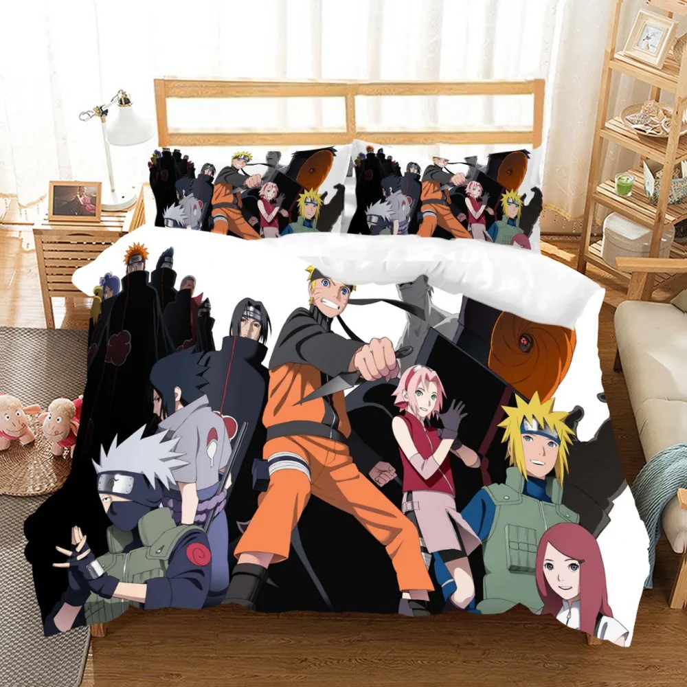 

Anime Character Bedding Naruto Fellow Bed Set for Child Microfiber Quilt Cover Double Queen Size Bedspread Pillowcase Bed Linens