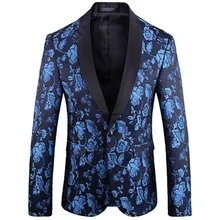 2021 Autumn New Men Printed Blazer Fashion Elegant Jacket Slim Fit Male Stage Prom Party Singer Coat British Style Dress Suit