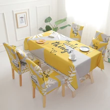 2 4 6 pcs Spandex Stretch Dining Chair Covers Anti dirty Decorative Waterproof Rectangle Tablecloths for