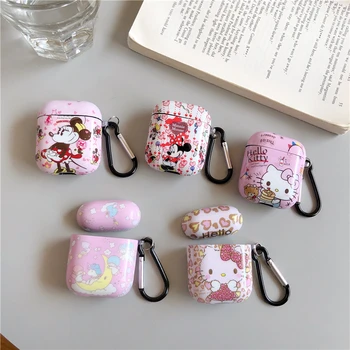 

Cartoon Hello Kitty Mickey and Minnie Carabiner IMD Case For Airpods 1 2 Accessories Bluetooth Wireless Earphone Protective Case