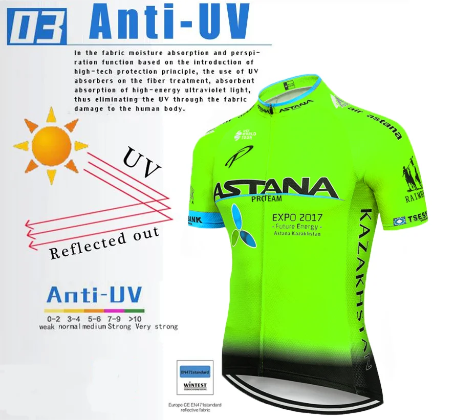 Pro UCI World Tour Мужская одежда для велоспорта Астана одежда для горного велосипеда командная одежда для велоспорта Ropa Ciclismo Jersey 16D Gel