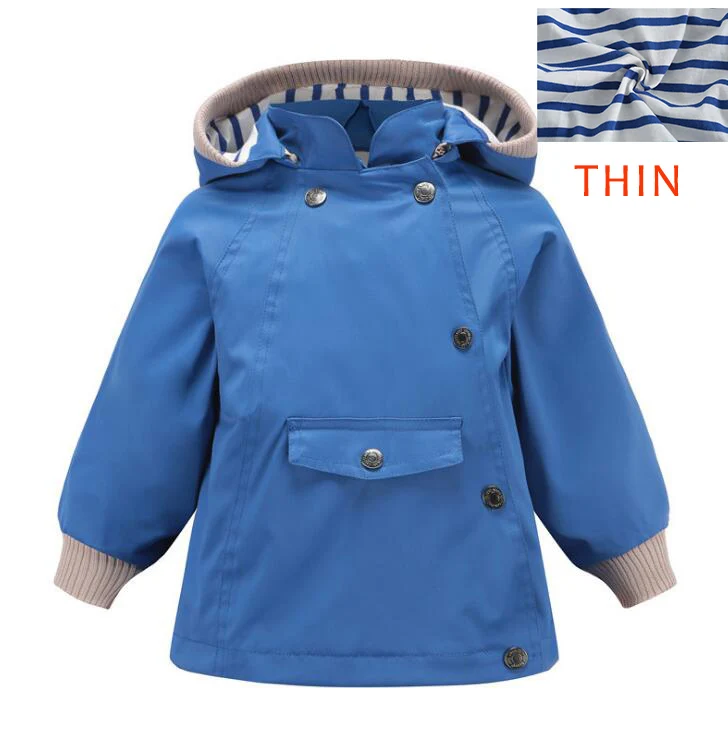 thin blue Детские куртки, ветровка, верхняя одежда, пальто с капюшоном для маленьких девочек, повседневные куртки, Детский водонепроницаемый плащ, куртка для маленьких мальчиков - Цвет: thin blue