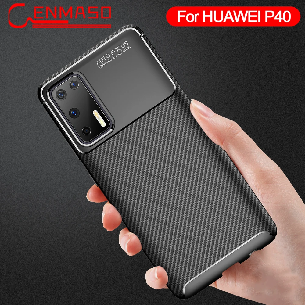 

For Huawei P40 Pro Case Carbon Fiber Texture Soft TPU Cover For Huawei P30 P20 Pro lite 8X Max shockproof Protective Back Case