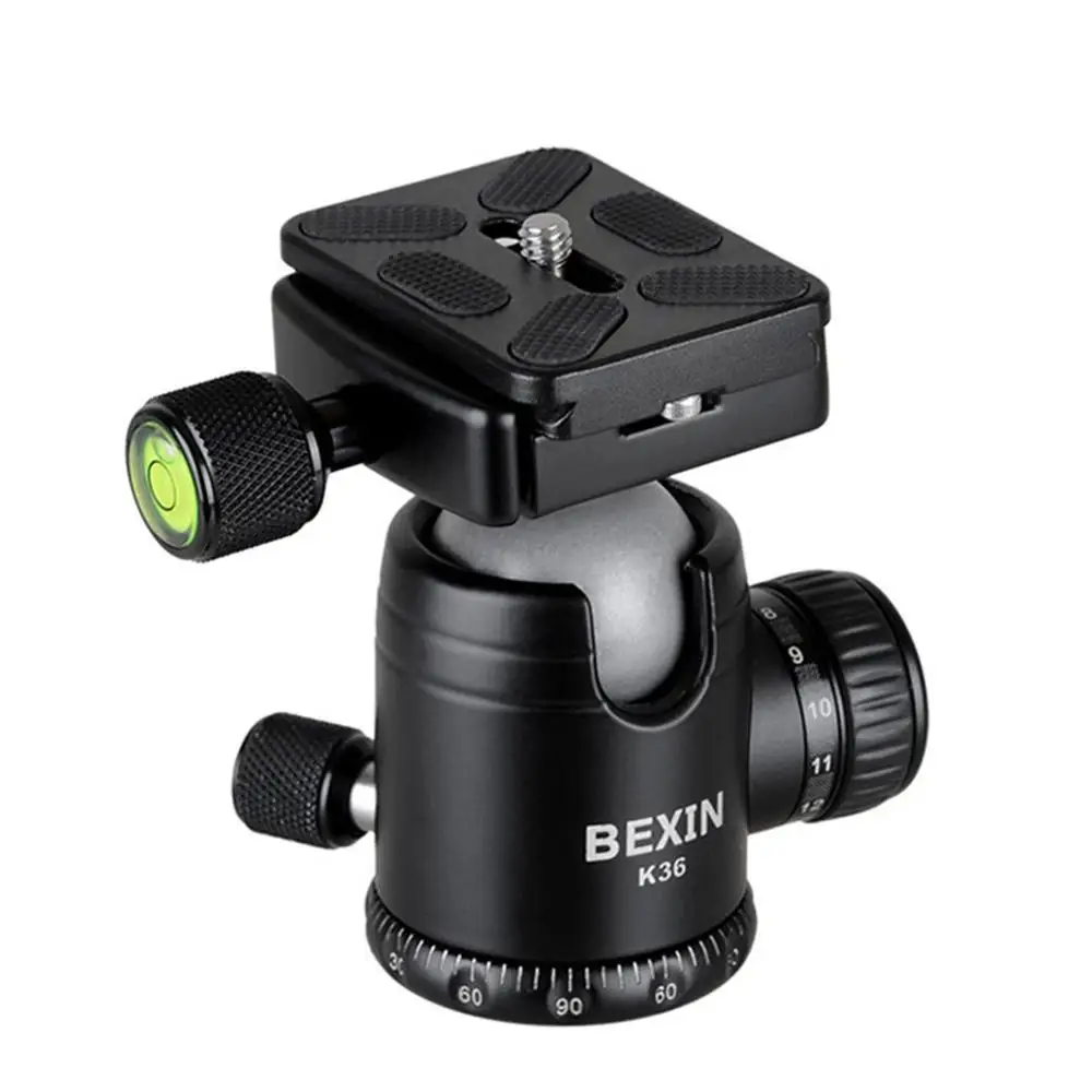 K36 36mm 360 Horizontal Rotation Panoramic Tripod Ball Head Heavy Duty Loading 20Kg With Quick Releae Plate