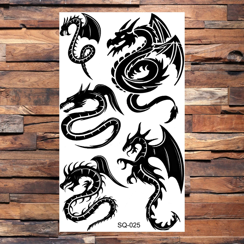 Black Scorpion Temporary Tattoos For Adults Men Realistic Dragon Wolf Tiger Thorns Fake Tattoo Sticker Hand Leg Tatoos Creative 4