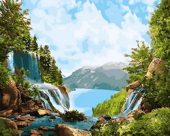 

Frameless diy paintings by numbers paint by number for home decor oil picture painting 5065cm waterfall and lake