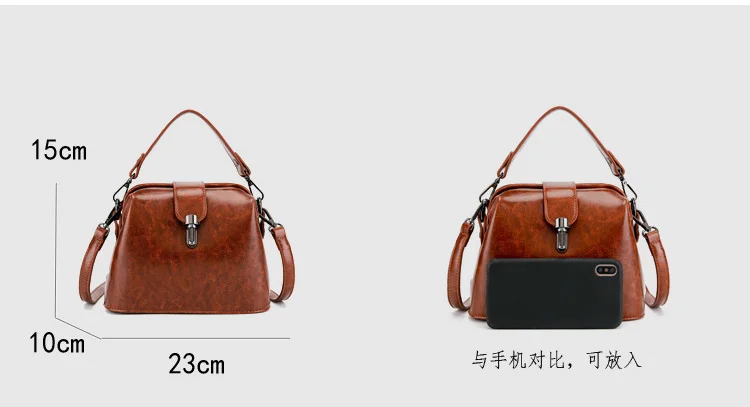 Doctoc Bag Women Leather Handbag 2019 Ladies Small Tote Purse Vintage Crossbody bag for Girls Padlock Messengers Black Brown RED (5)