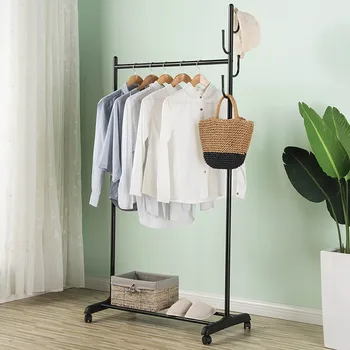 

Coat Rack Floor Hanger Metal Clothing Storage Shelf Versatile Bedroom Furniture Stylish Home Decor 80x44.5x172 cm White/Black