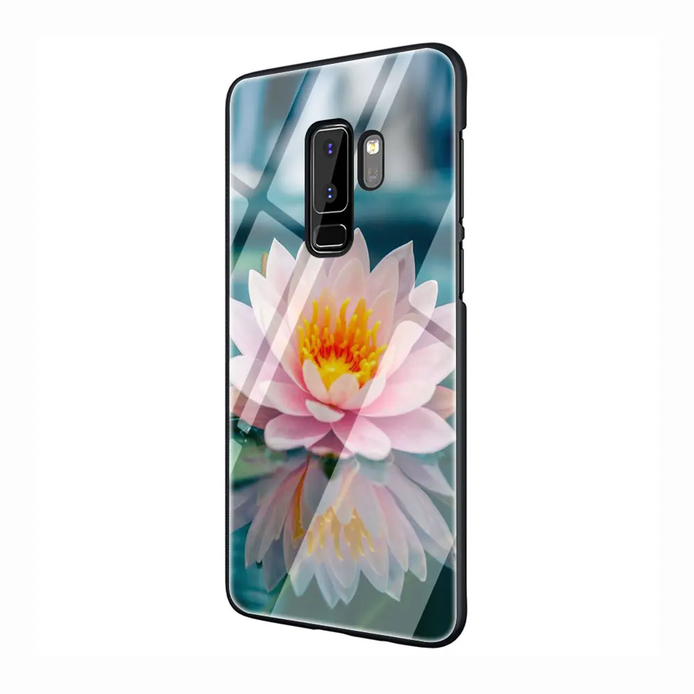 G11 EWAU цветок лотоса чехол из закаленного стекла для телефона для samsung S7 край S8 S9 S10 Note 8, 9, 10, плюс A10 20 30 40 50 60 70 - Цвет: G11