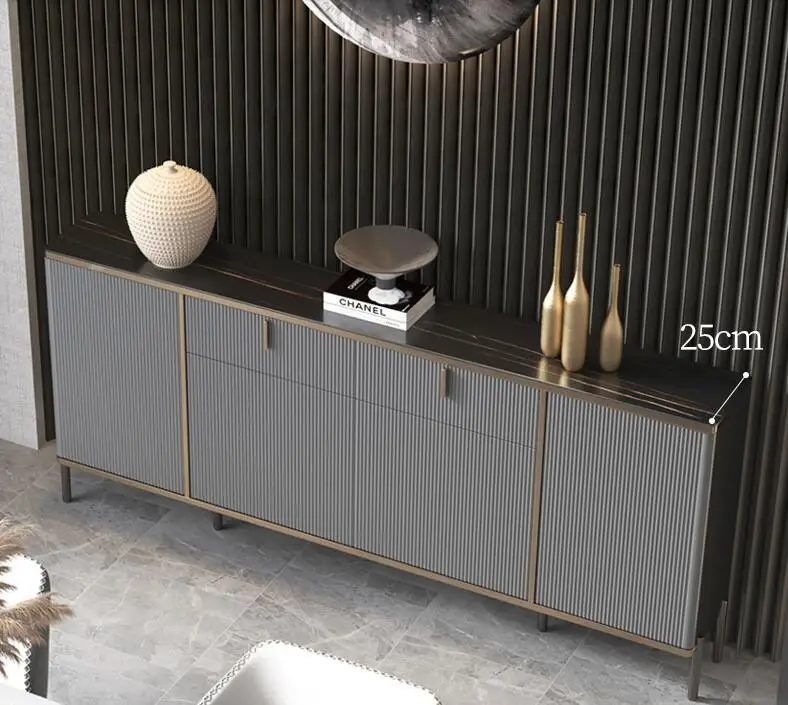 Rock board ultra-thin dining side cabinet solid wood integrated wall household 25cm modern simple living room storage wine cabin