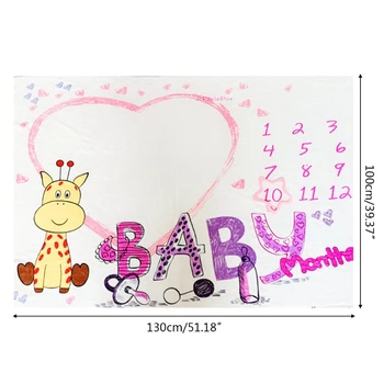 

Baby Monthly Record Growth Milestone Blanket Newborn Soft Flannel Swaddle Wrap GXMB