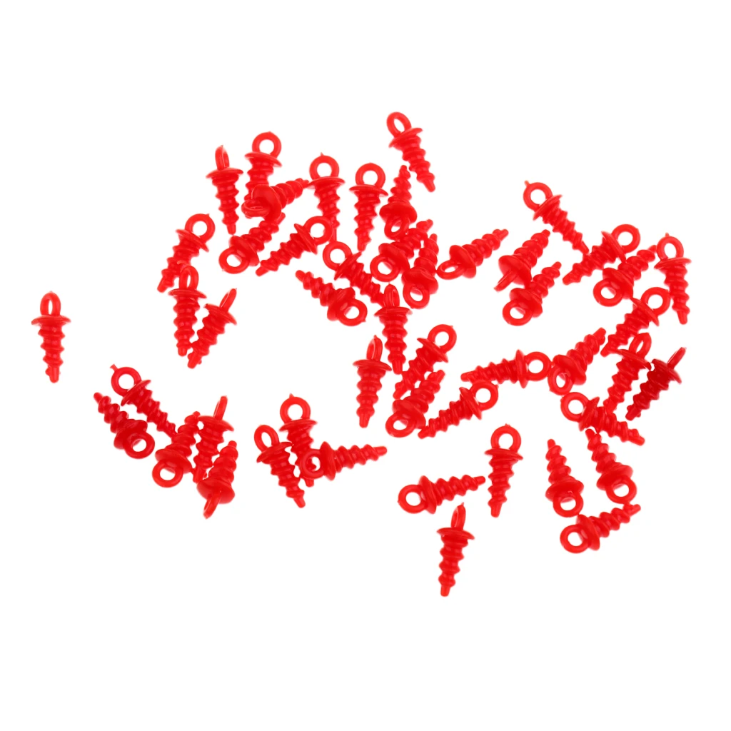 

50 Pieces Durable Plastic Bait Screws 11mm Length Carp Fishing Terminal Tackle Boilie Baits Pop Ups