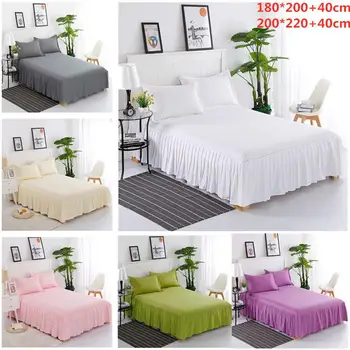 

Princess Style Pleated Cotton Bedspread Simple Solid Soft Thicken Bedding Sheet Breathable Anti-Slip (not Include Pillowcase)