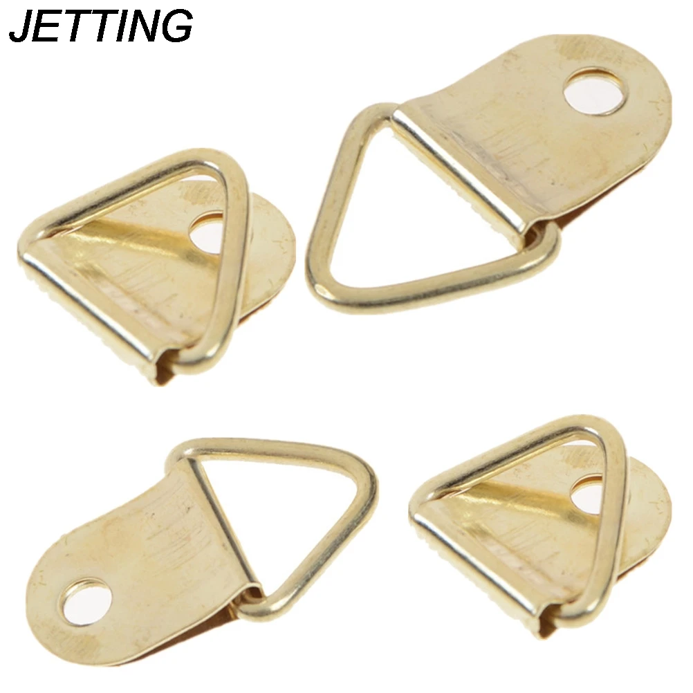 10pcs D Ring Universal Strong Golden Decor Picture Frames Hanger Hooks Hanging  angle Screws Helper