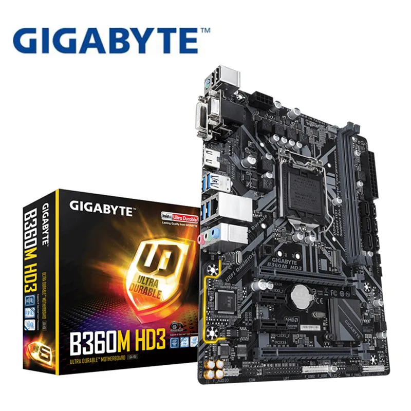 Для Gigabyte GA-B360M-HD3 Материнская плата B360 разъем LGA 1151 DDR4 USB3.0 SATA3.0 поддержка Процессор G4900 I3 8100 I5 8400