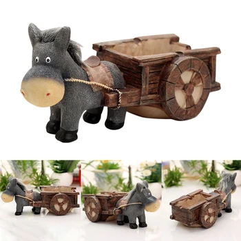 

Ornament Gift Portable Donkey Pull Cart Retro Hotel Home Office Bar Resin Ashtray Crafts Living Room Decorative Accessories