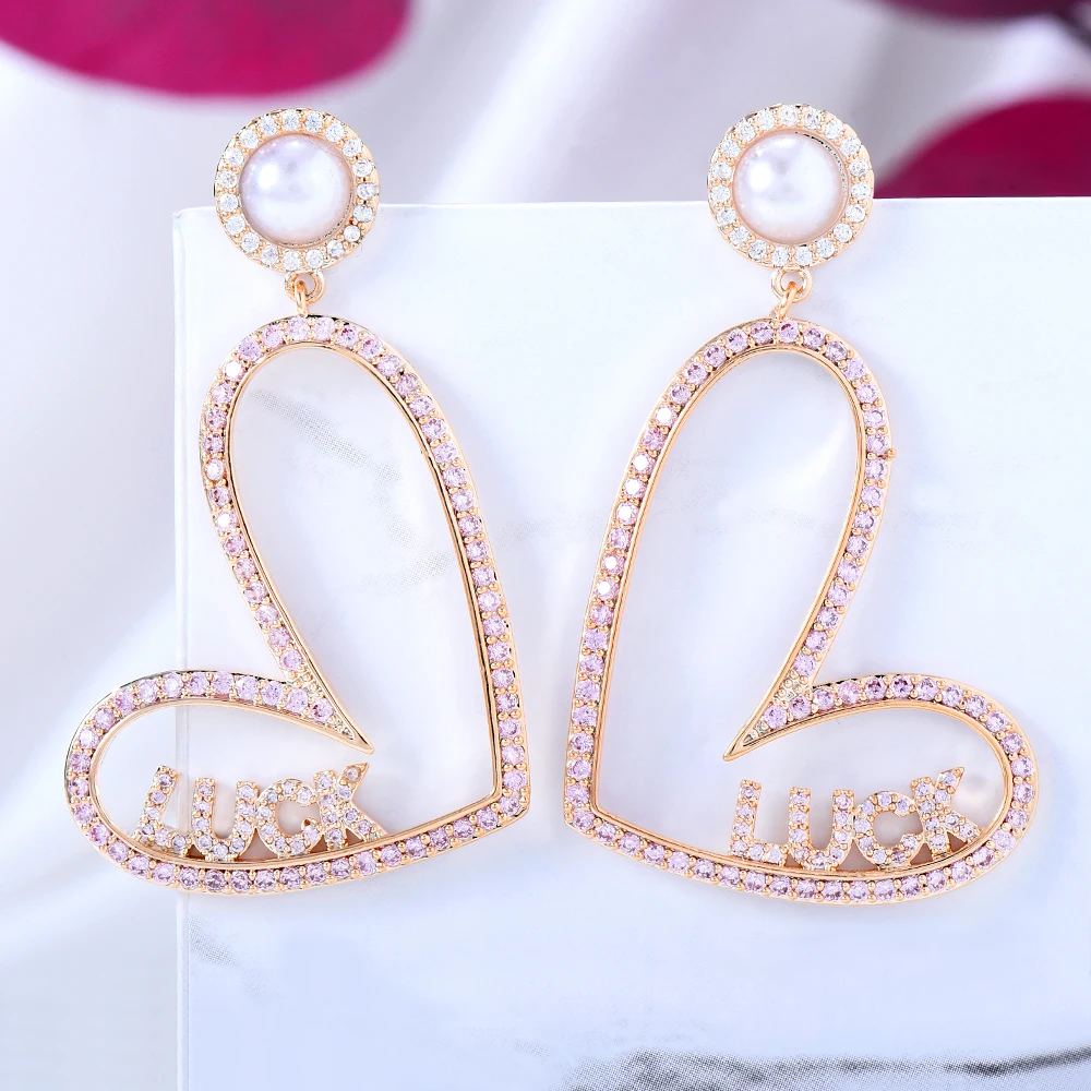 

Kellybola 2022 New Korean Trendy Fashion Cute Letter Heart Zirconia Pearl Earrings Women's Party Daily Anniversary Jewelry