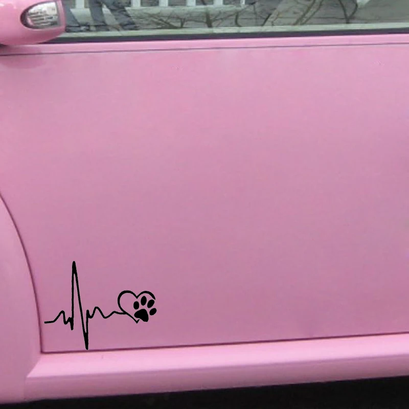 YJZT-13CM-10-3CM-Heartbeat-Love-Dog-Footprints-Creative-Vinyl-Car-Sticker-Decals-Black-Silver-C10 (3)