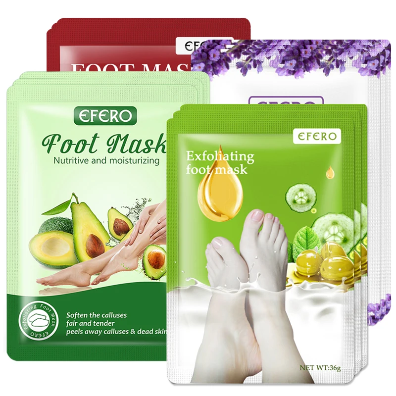 

4Pair Exfoliating Foot Mask Whitening Soomth Peeling Socks Heels Dead Skin Feet Mask Socks for Pedicure Foot Patch Spa Feet Mask