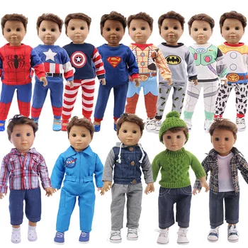 

Doll Boy Clothes Captain America Spider-Man Superhero Pajamas for 18 Inch American 43cm Baby Generation Doll Clothes Christmas