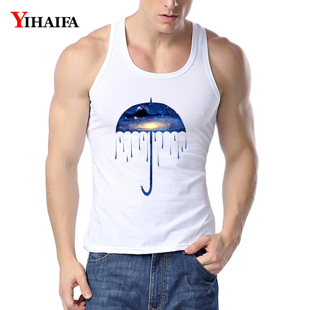 

YIHAIFA Men Tank Top Funny Galaxy Umbrella Painted Singlet Bodybuilding Fitness Muscle Shirt Mens Workout Shirts Gym Clothing