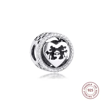 

100% 925 Sterling Silver Clear CZ Mouse Love Charm Beads for Jewelry Making Fits Women Charms Silver 925 Original Bracelet