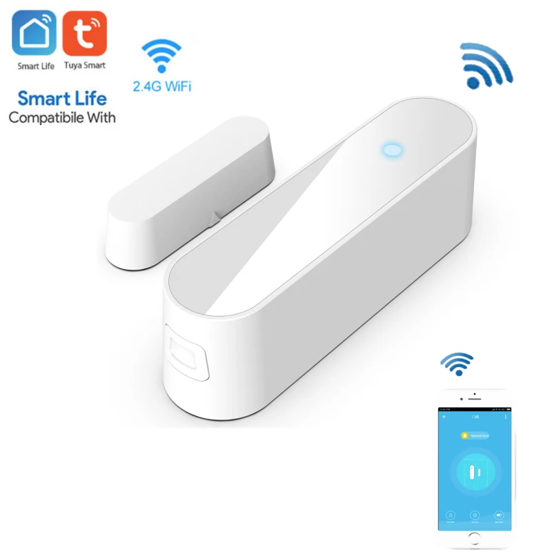 Tuya Zigbee/Wifi Door Sensor Home Security Protection Alarm Safety Window Door Open/closed Detector Support Tuya Smart Home App emergency strobe lights Alarms & Sensors