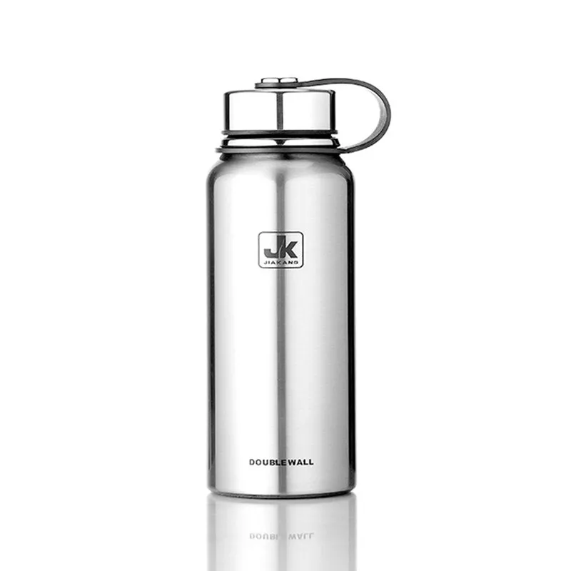 Портативная Спортивная герметичная Вакуумная бутылка для воды, большая емкость, термос с вакуумной изоляцией из нержавеющей стали - Цвет: sliver