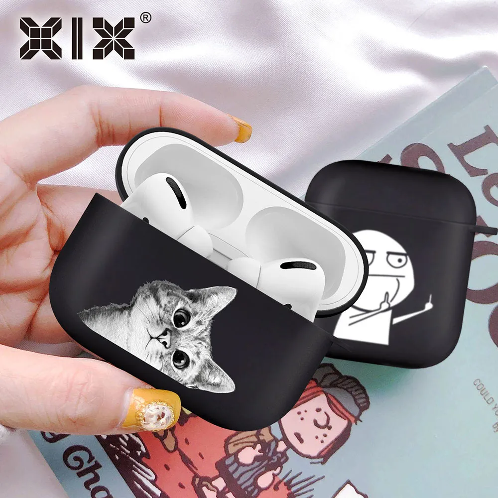 Силиконовый чехол для Airpods 1/2 черные мягкие Защитные чехлы наушников кошки