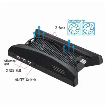 

Vertical Stand Cooling Fan Dock with 3 USB HUB Expand for Playstation PS4 Pro Console