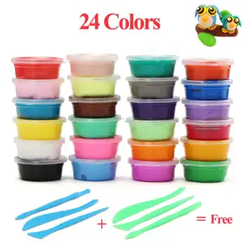 

24pcs Light Soft Clay DIY Toys Children Educational Dry Polymer Safe Colorful Light Clay Toy Gift To Kids