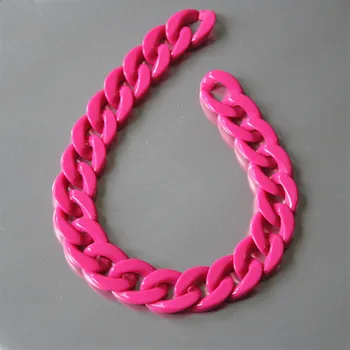 

80pcs Hot Rose Acrylic Curb Chain Links,Plastic Curb Chain Links, Open Link per Size 23mmx16mm