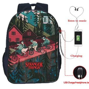 

Stranger Things 3 Multifunction USB Charge School Bags Students Boys Girls Rucksack Laptop Backpack for Teenagers Travel Bags