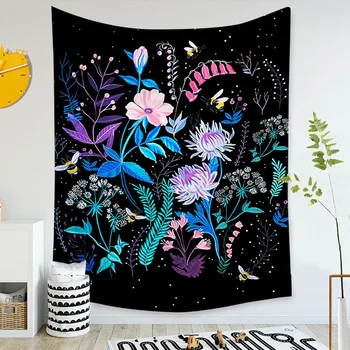 

Home Tapestry Vintage Background Bohemian Polyester Flowers Wall Hanging