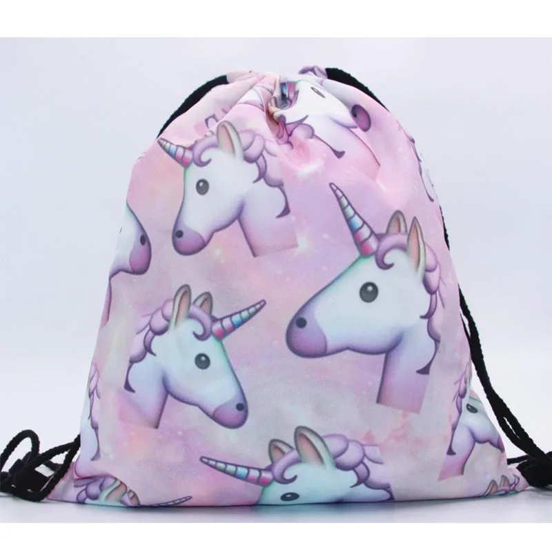 Light pink unicorn Детский рюкзак с единорогом, сумка для бега, хранилище для рыболовных снастей, пакет из ткани Оксфорд, открытый, скалолазание, 3D, цифровая печать, мультяшный рюкзак - Цвет: Light pink unicorn