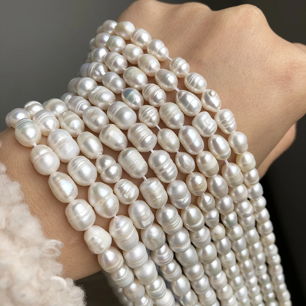 Reis Form Weiße Süßwasser Perle Perlen Lose Spacer Perlen Perlen Für DIY Frauen Handgemachte Armband Charms Zubehör 15'' zoll – Detail 7