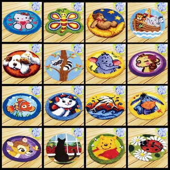 

Latch Hook Rug Kits Animal Mat DIY Cartoon Butterfly Bear Pattern Cushion Crafts Cross Stitch Needlework Sets Cushion Embroidery