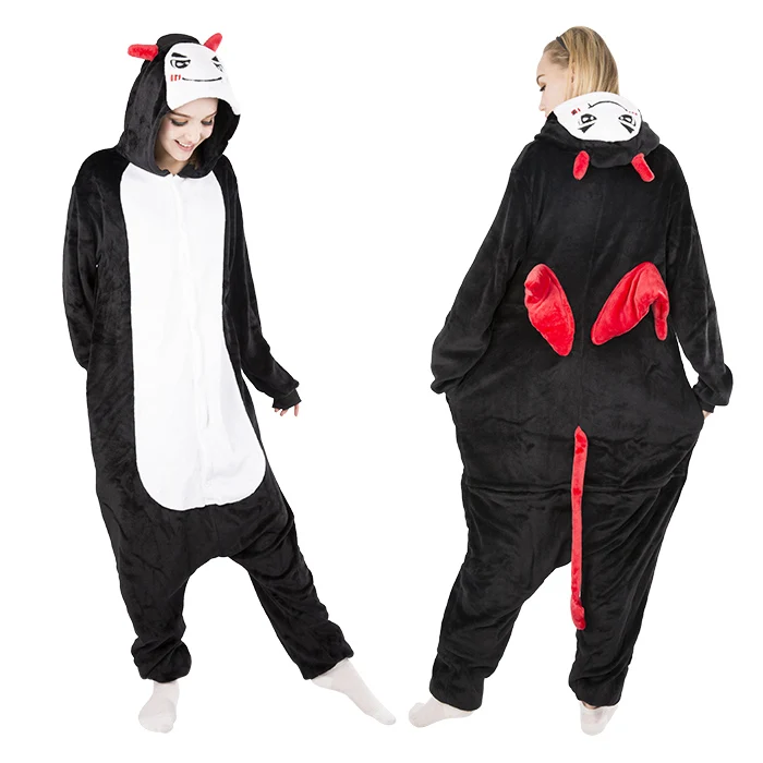 KIGUCOS, Пижама для взрослых с животными, пижама с рисунком панды для мужчин и женщин, смешной Рождественский подарок, единорог, комбинезон, зимняя Пижама - Цвет: Devil