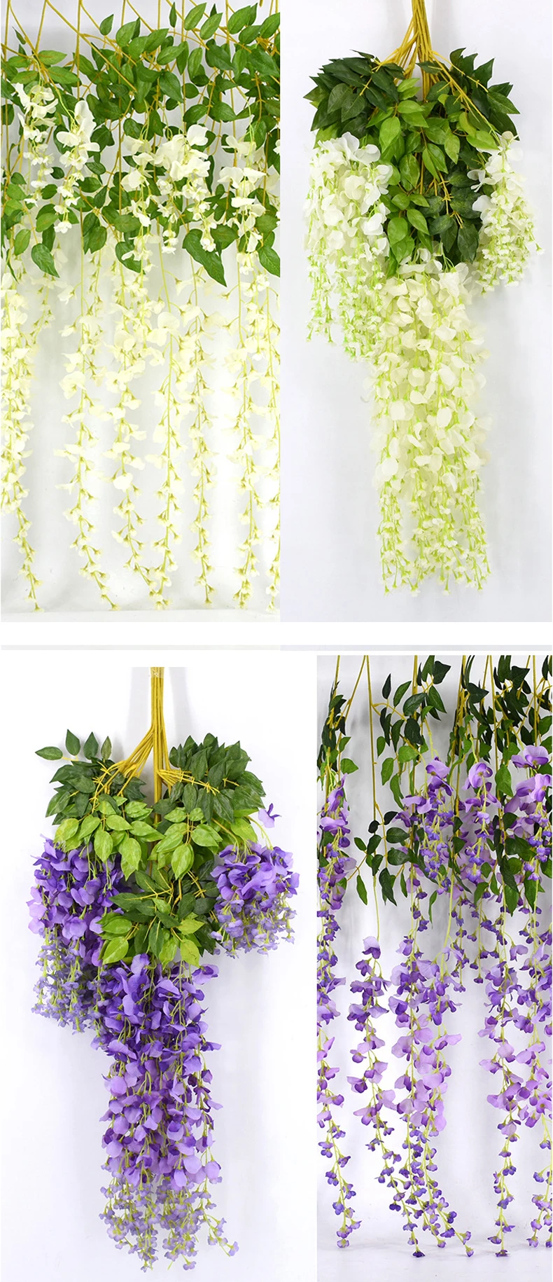 JAROWN Wisteria Artificial Flowers Wedding Arch DIY Decor Party Festival Decor Flowers Garden Hanging Plant Vine (3)