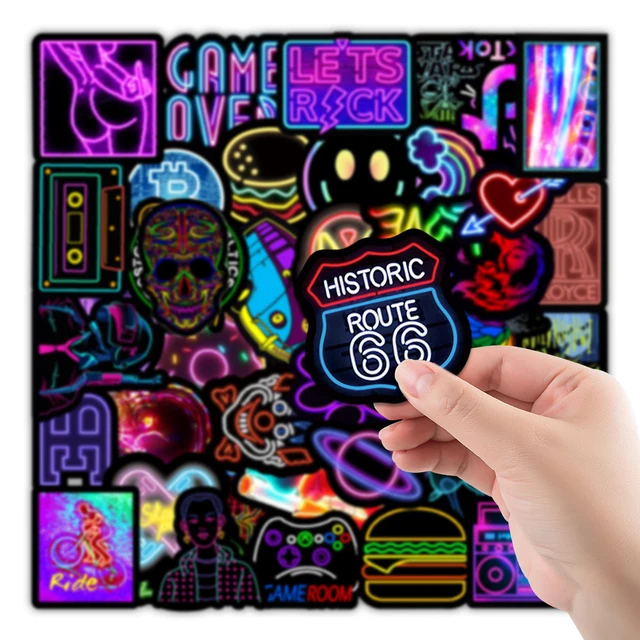 10/30/50/100PCS Neon Light Graffiti Stickers Laptop Luggage Suitcase Motorcycle Waterproof Cartoon Decals Toys Sticker For Kids 2
