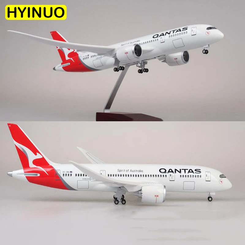 1/130 Scale 47cm Airplane B787 Dreamliner Aircraft QANTAS Airways Airlines Model W Light and Wheels Diecast Plastic Plane toy | Игрушки и