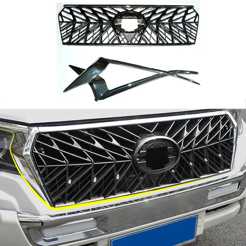 Modified For Prado Grille For Land Cruiser Prado 150 LC150 J150 2018 2019 2020 Front Bumper Grills Mesh Cover Racing Grill Mesh