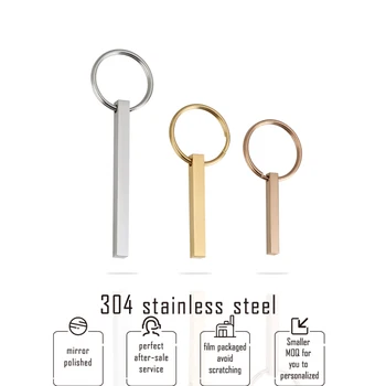 

304 Stainless Steel Blank Long Bar for Engrave Solod Pillar Pendant Rose Gold Rectangle Charm Jewelry Making Supplies 10pcs