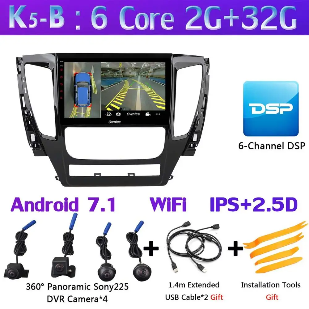360 ° панорамный Камера Android 9,0 8Core 4G+ 64G DSP CarPlay плеер для Mitsubishi Pajero Montero Sport gps - Цвет: K5-B