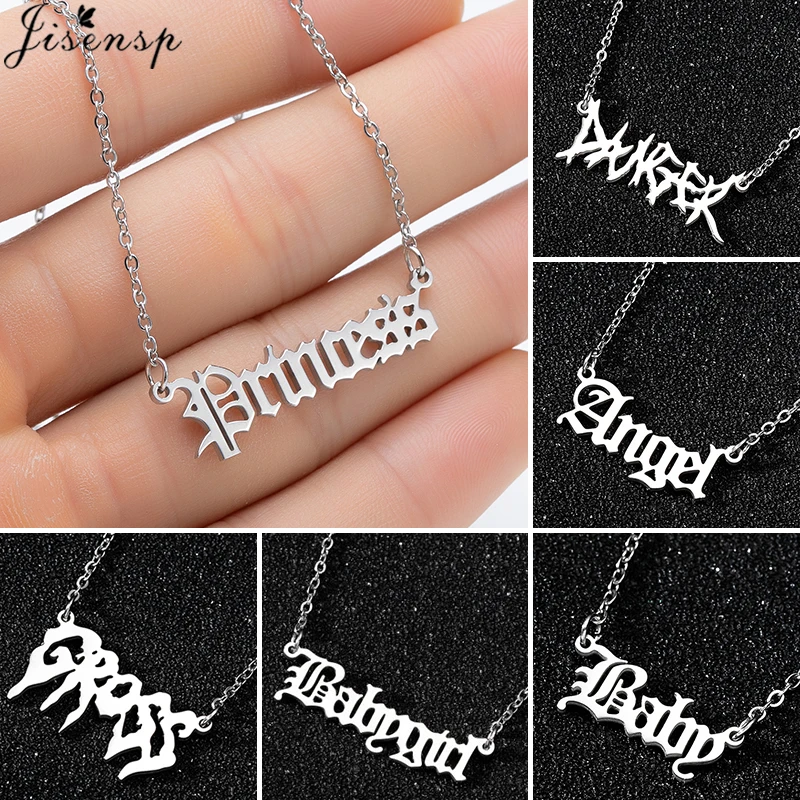Hot Item Harajuku Necklace Angel Prince-Pendant Gift Art-Letter Gross Punk Babygirl Stainless-Steel zOKNRkXee
