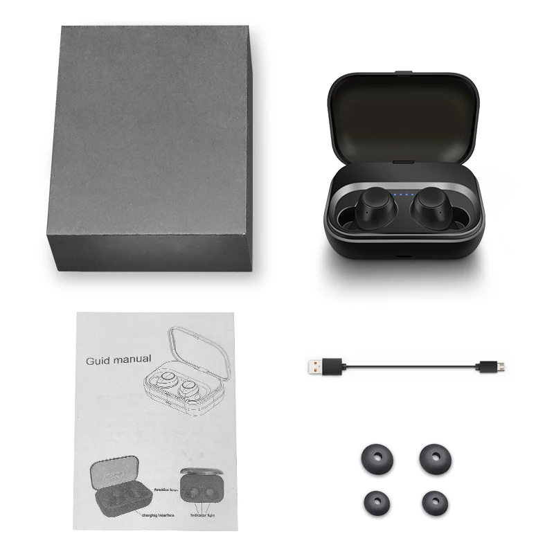 M& J Bluetooth 5,0 TWS пара беспроводные наушники глубокий бас устойчивое наушники с 1200 мАч зарядная коробка для Apple iPhone xiaomi - Цвет: Black With Box