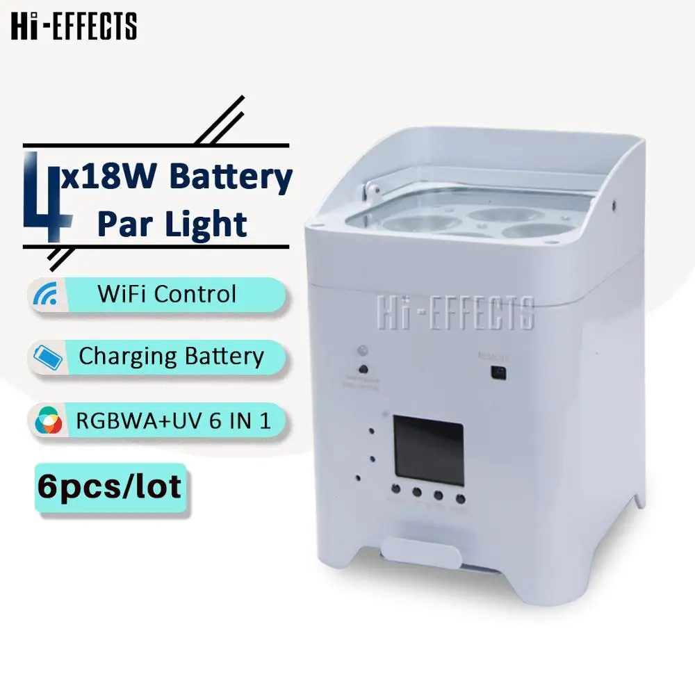 6pcs 4x18w battery par light Wireless DMX Battery Powered led RGBWA UV 6in1 dj disco party stage lighting equipment | Освещение